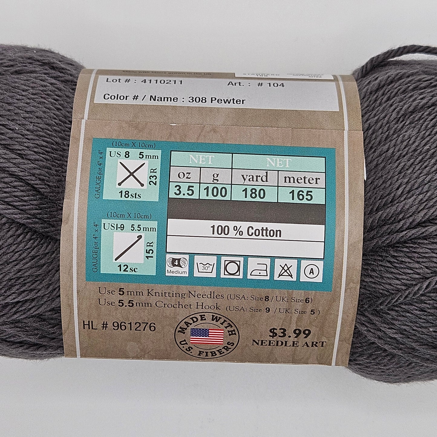 I Love This Cotton Medium Yarn for Crocheting & Knitting Soft Yarn Skein 180 Yds