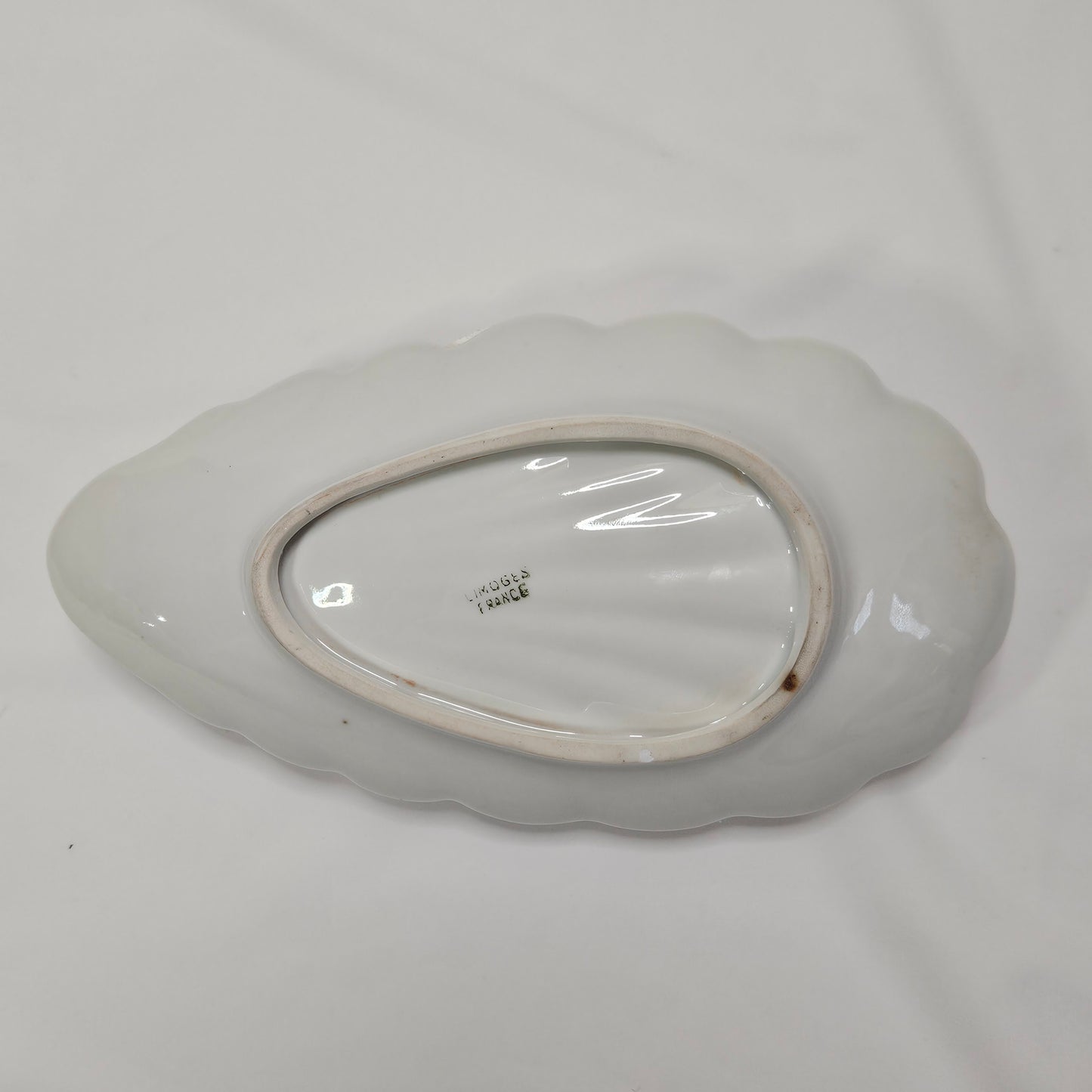 Vintage Limoges France gold rimmed porcelain dish, 8.5" x 5"