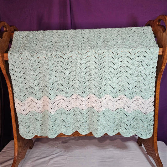 30" x 40" pastel green crochet blanket