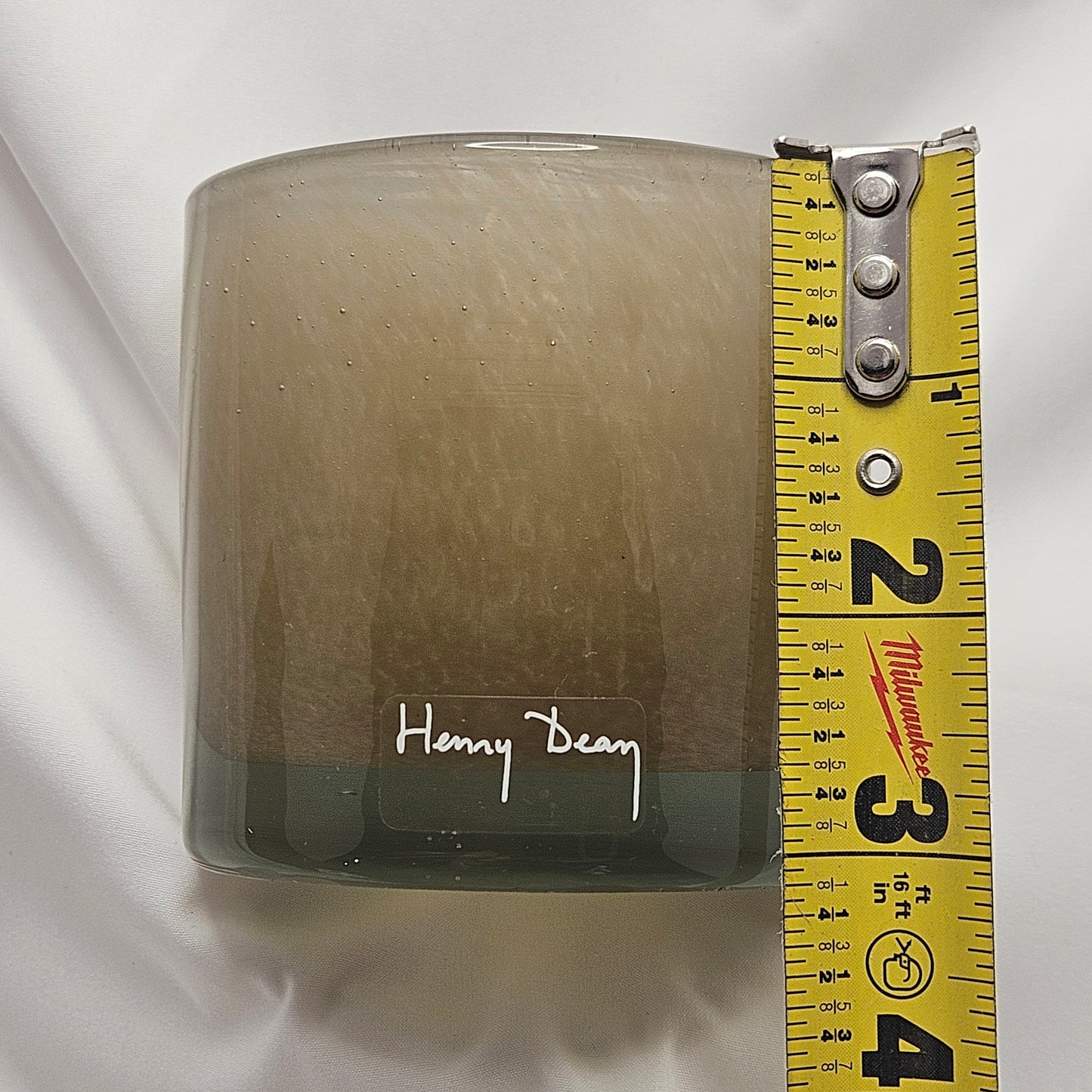 Henry Dean art glass votive holder, brown