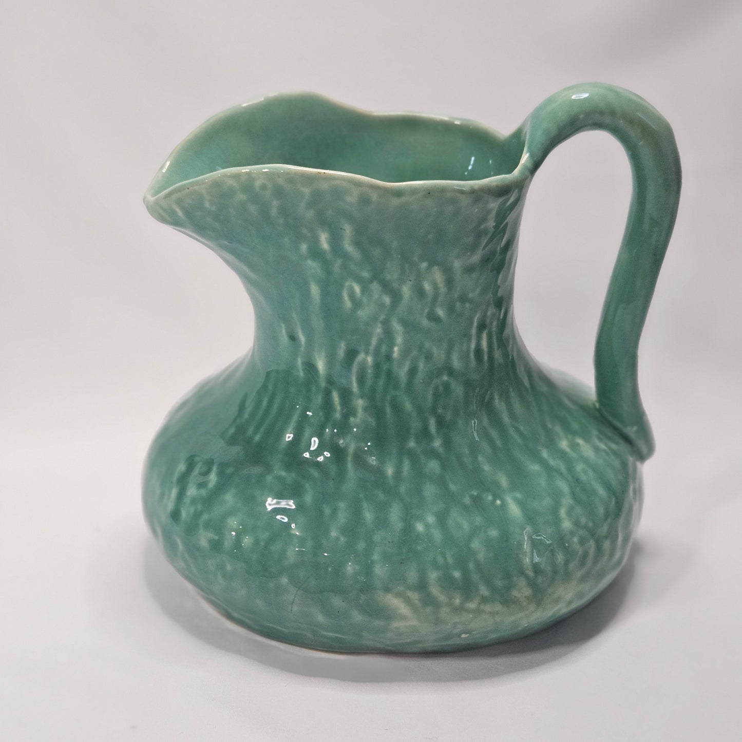 Vintage Pitcher by Worcester, blue green pottery, 9 x 7 x 6