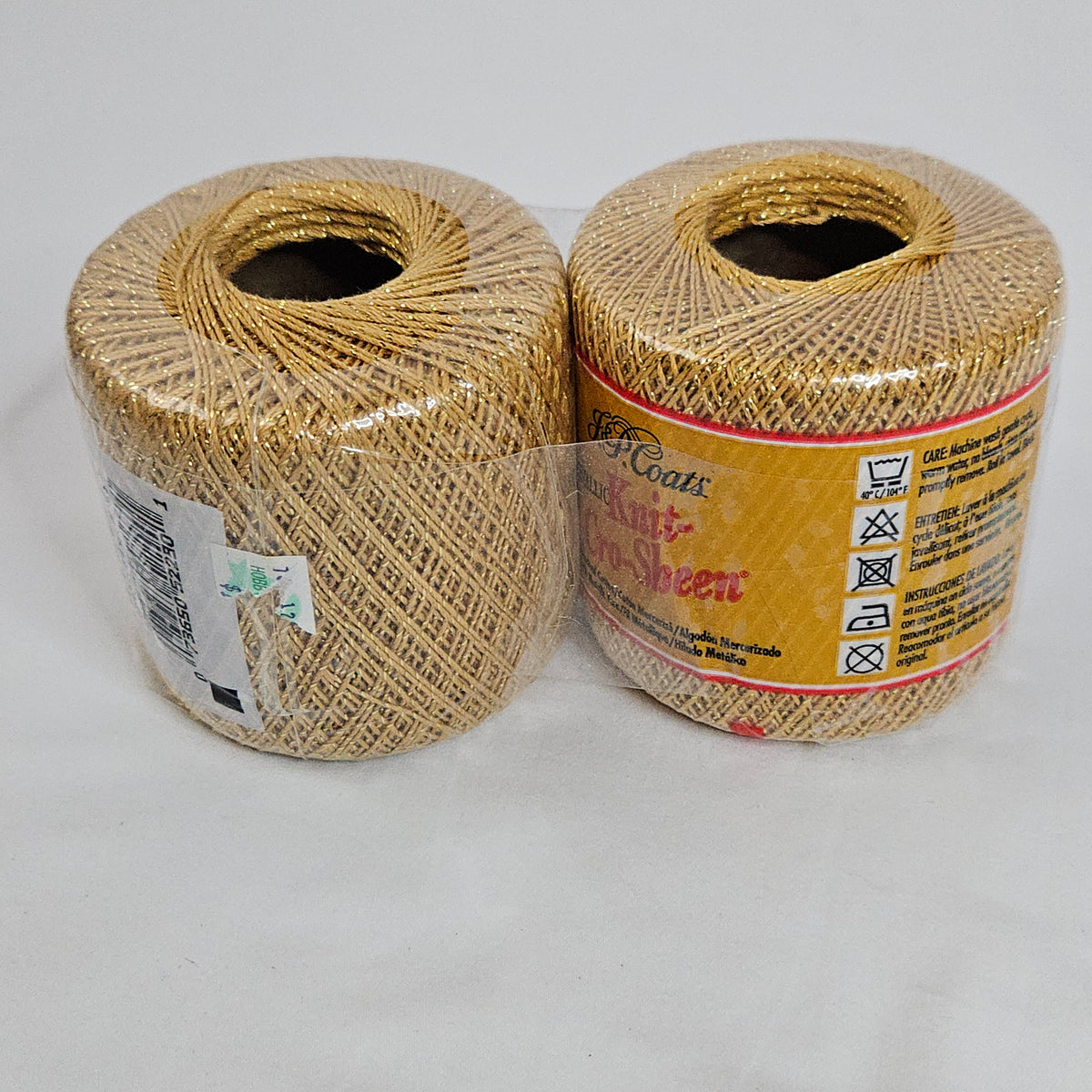Gold Knit-Cro-Sheen metallic thread, JP Coats, size 10