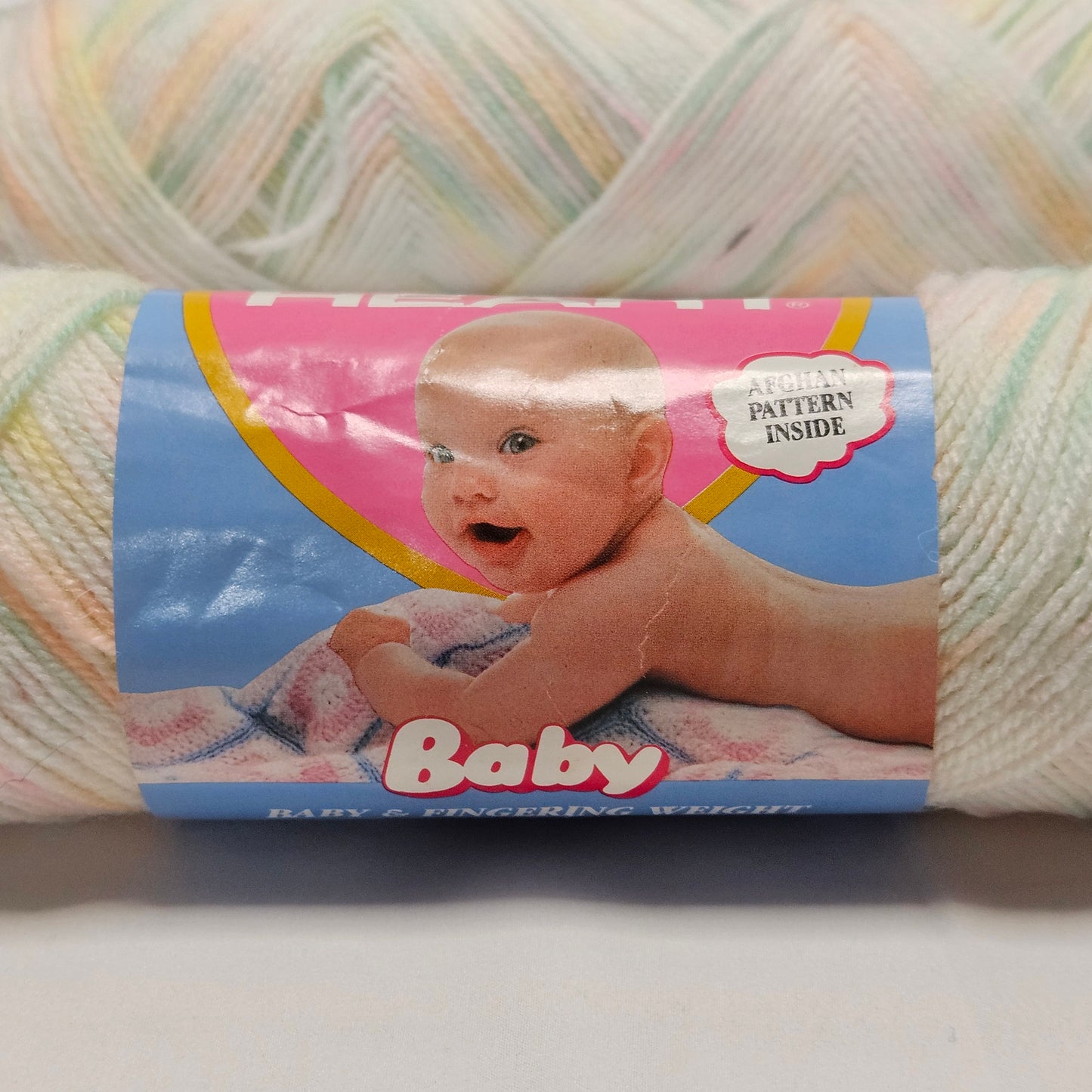 Vintage Red Heart Baby Acrylic yarn, 2 skeins, Lollipop Print