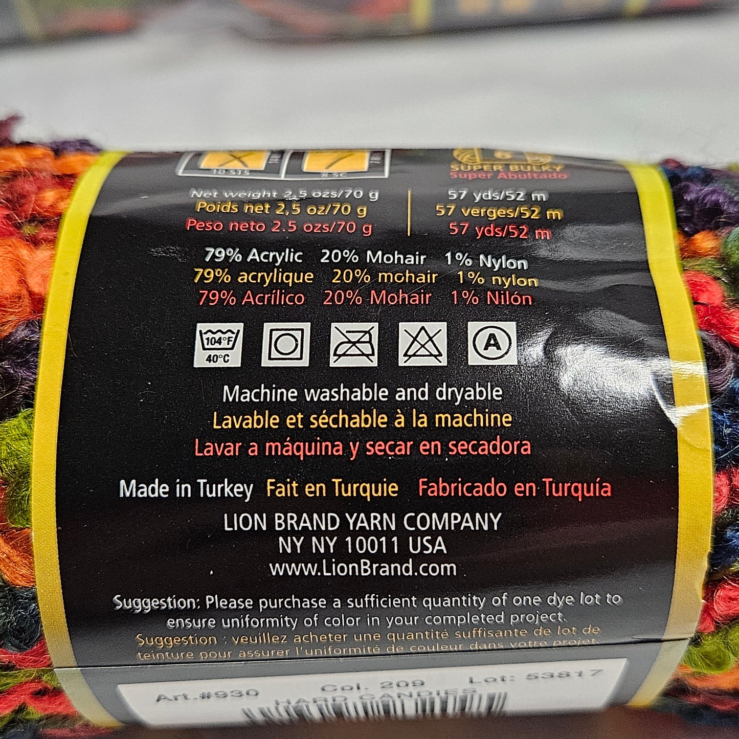 Lion Boucle yarn, Lions Brand, Super Bulky, Acrylic and Mohair