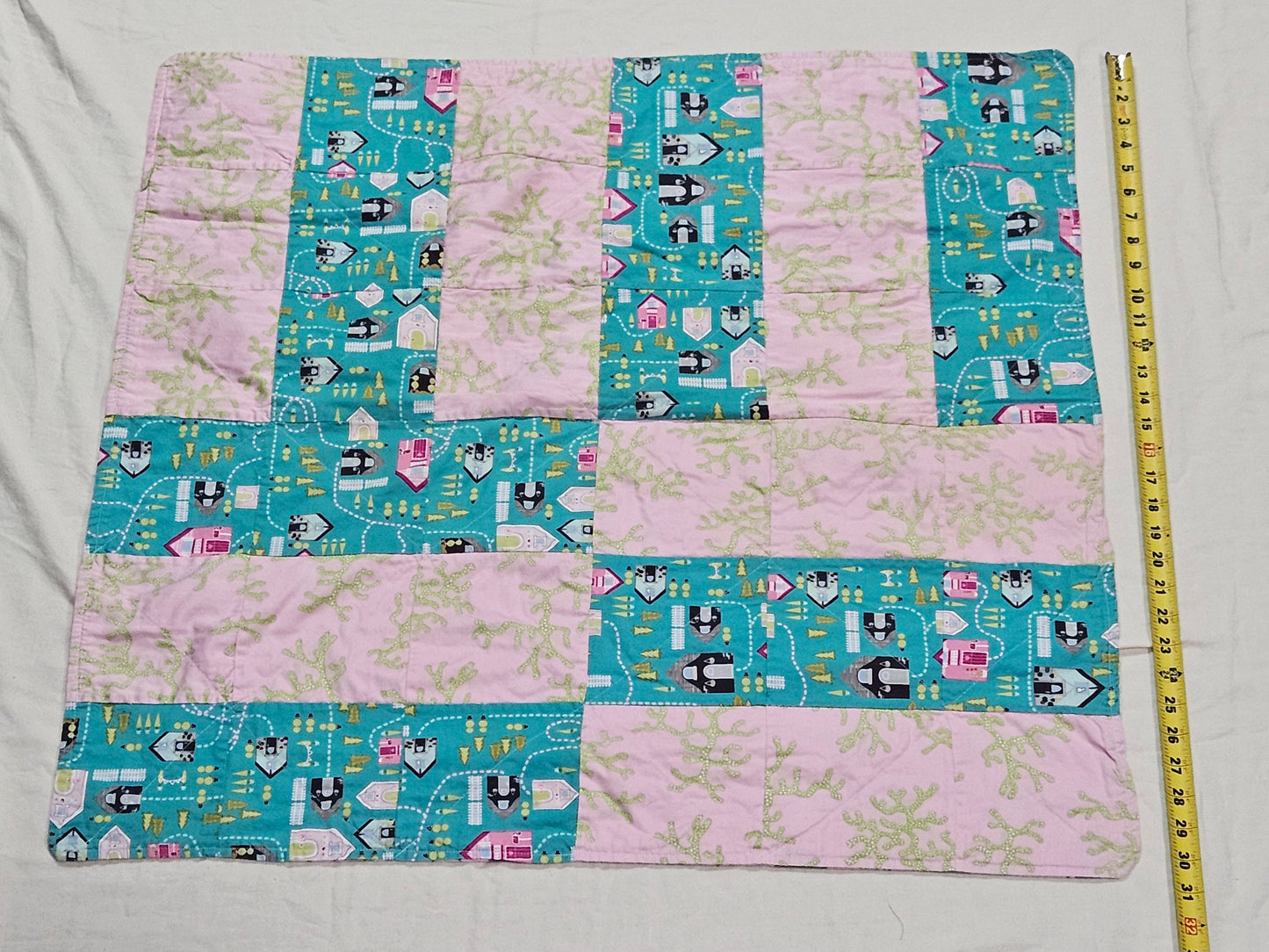 Quilted baby blanket 31 x 31