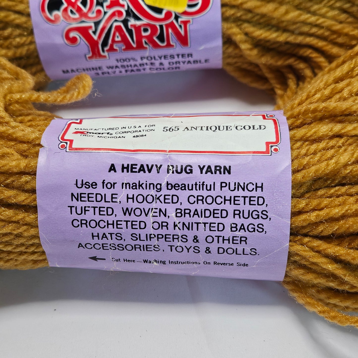Vintage K-Mart Craft and Rug Yarn, Polyester, various colors