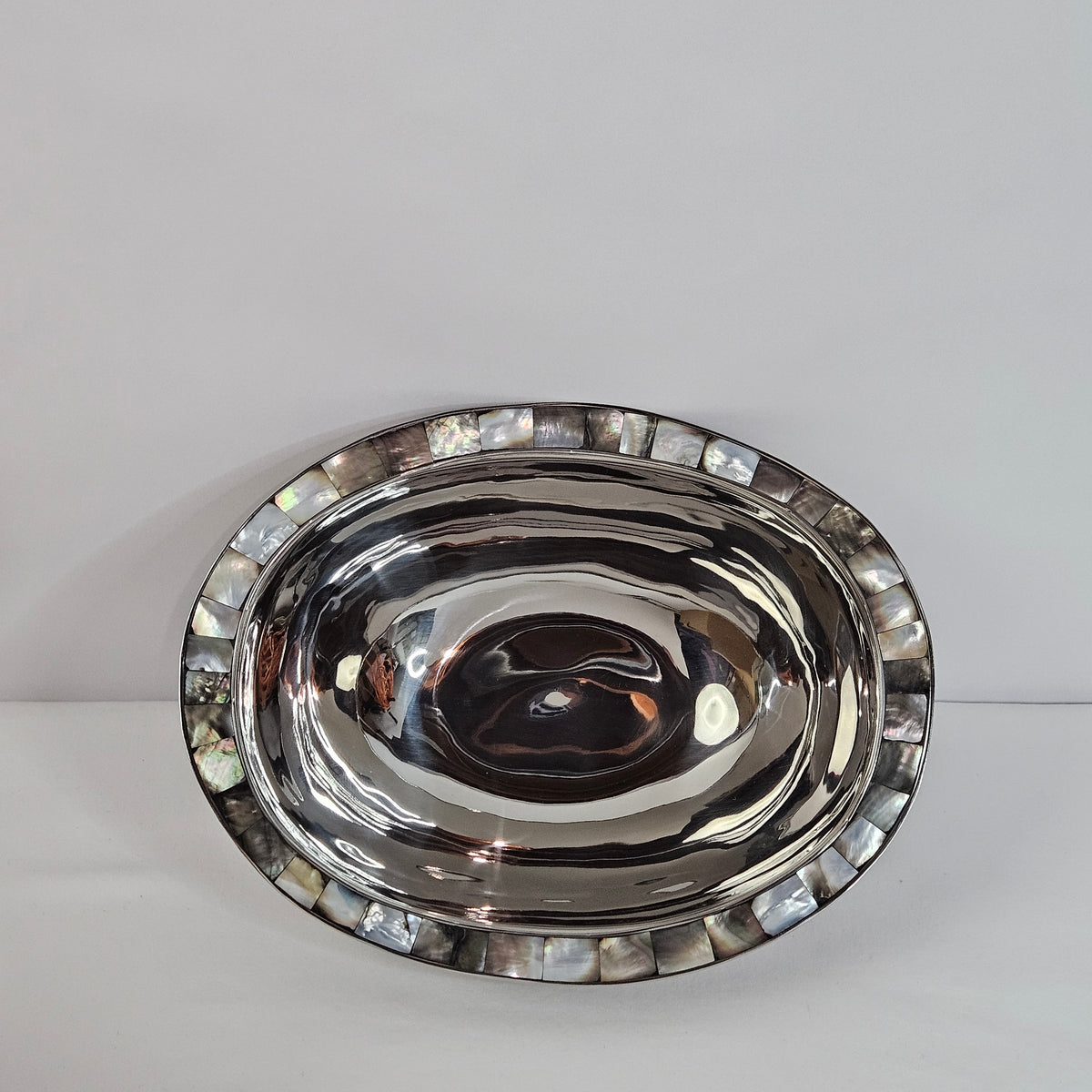 Michael Aram stainless steel bowl with abalone shell accents