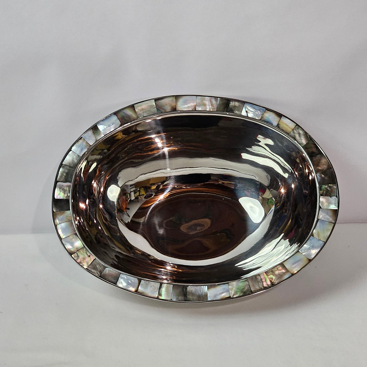 Michael Aram stainless steel bowl with abalone shell accents