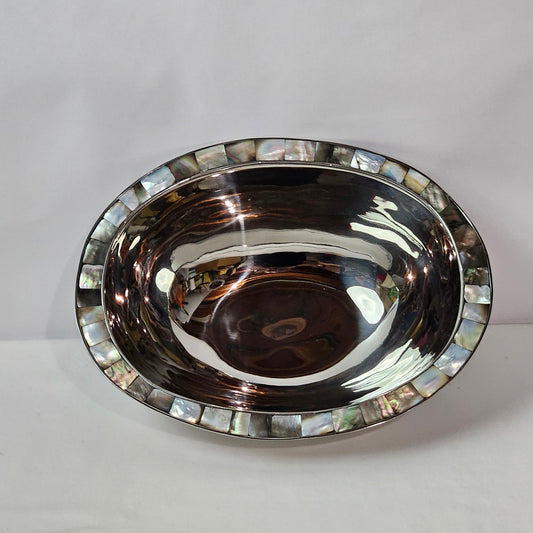 Michael Aram stainless steel bowl with abalone shell accents