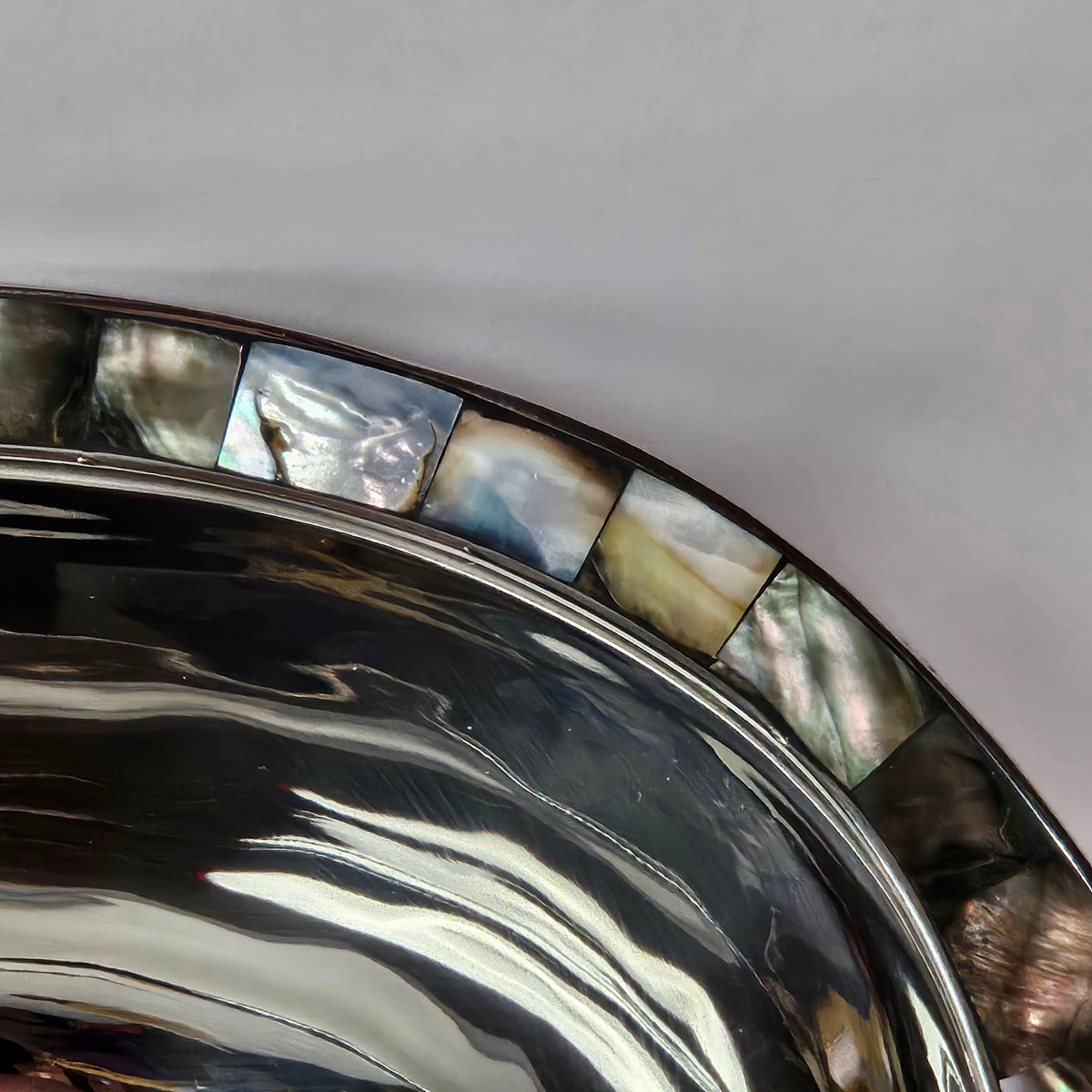 Michael Aram stainless steel bowl with abalone shell accents