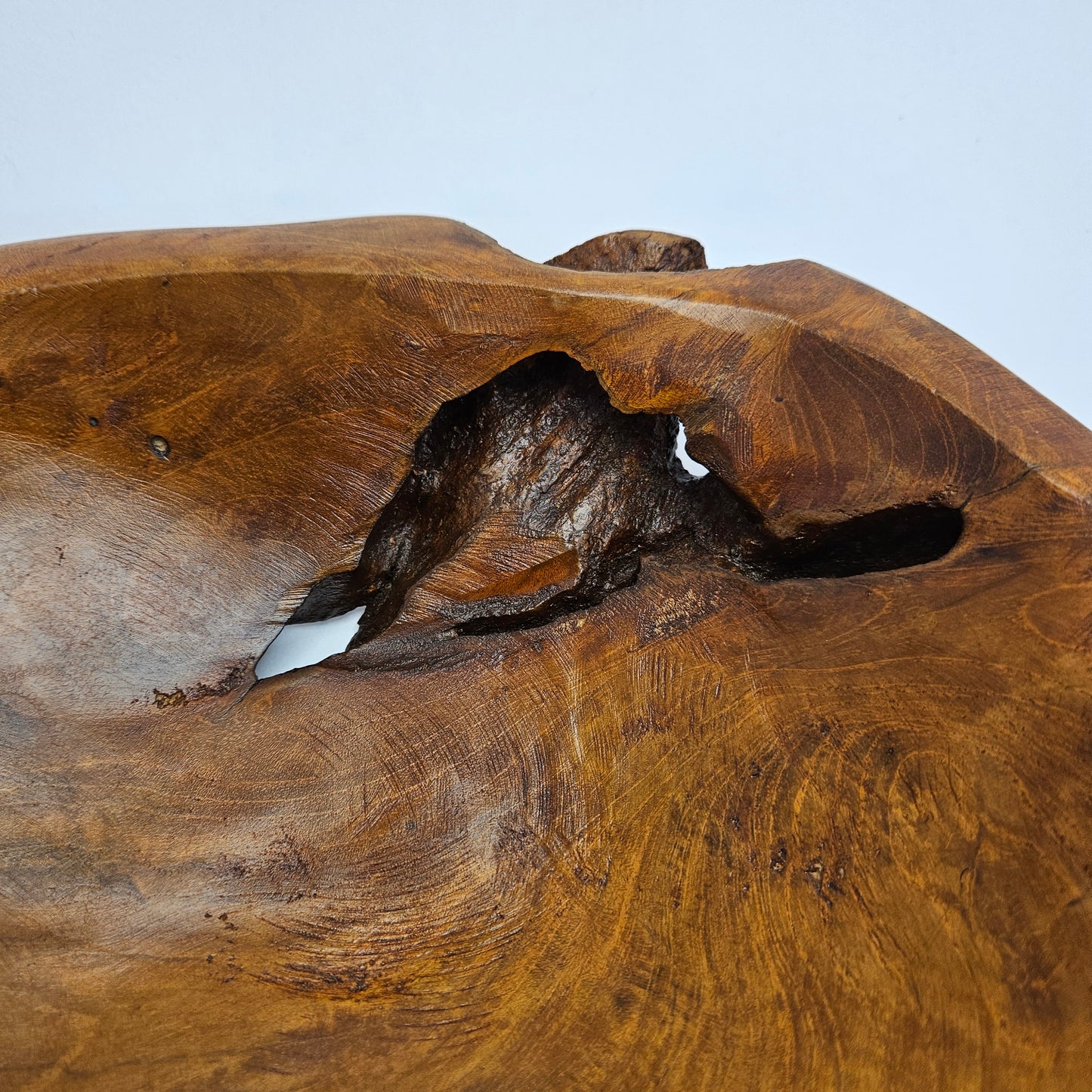 Vintage British Gardens teak decorative bowl, 10 x 11 x 3 inch