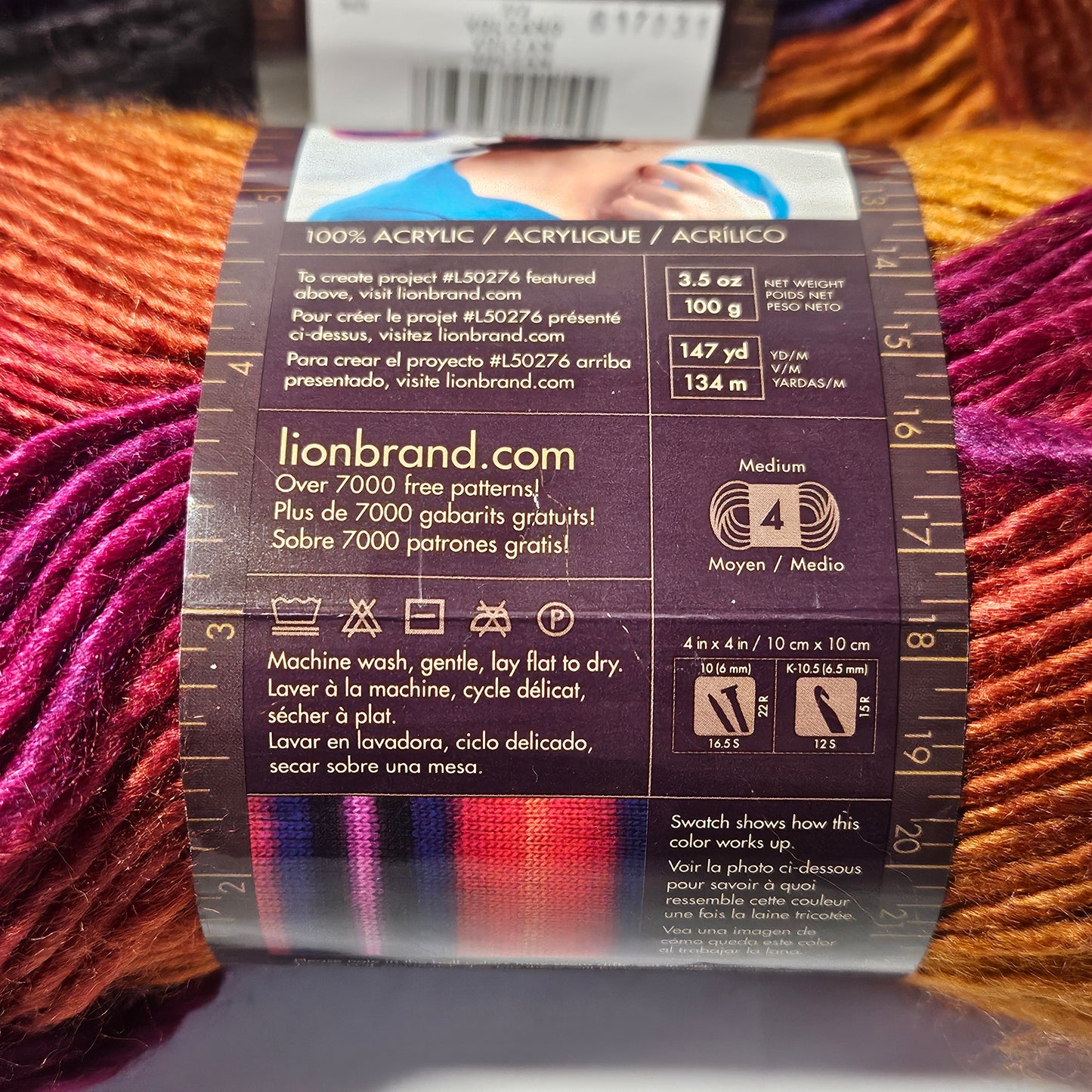 Lion Brand Landscapes acrylic yarn, Volcano, 3 skeins, 4 medium