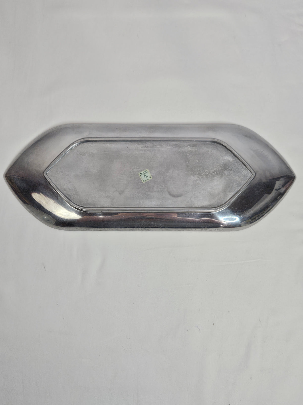 Vintage PartyLite Polished Aluminum Pillar Candle Holder Oval Tray
