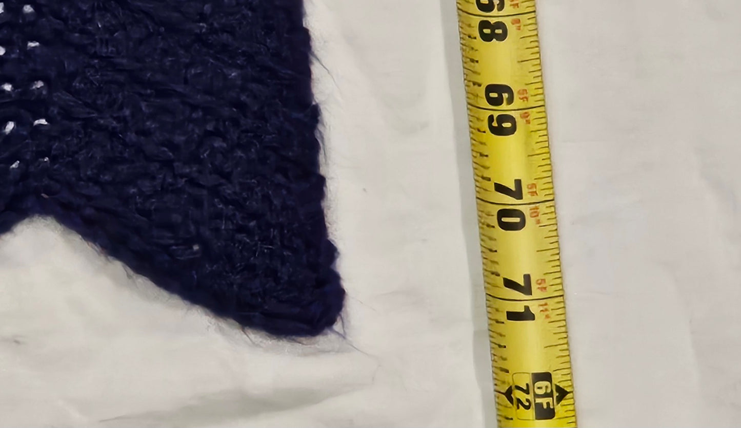 Handmade, large crochet blanket, blue ripple stitch stripes, 71" x 40"