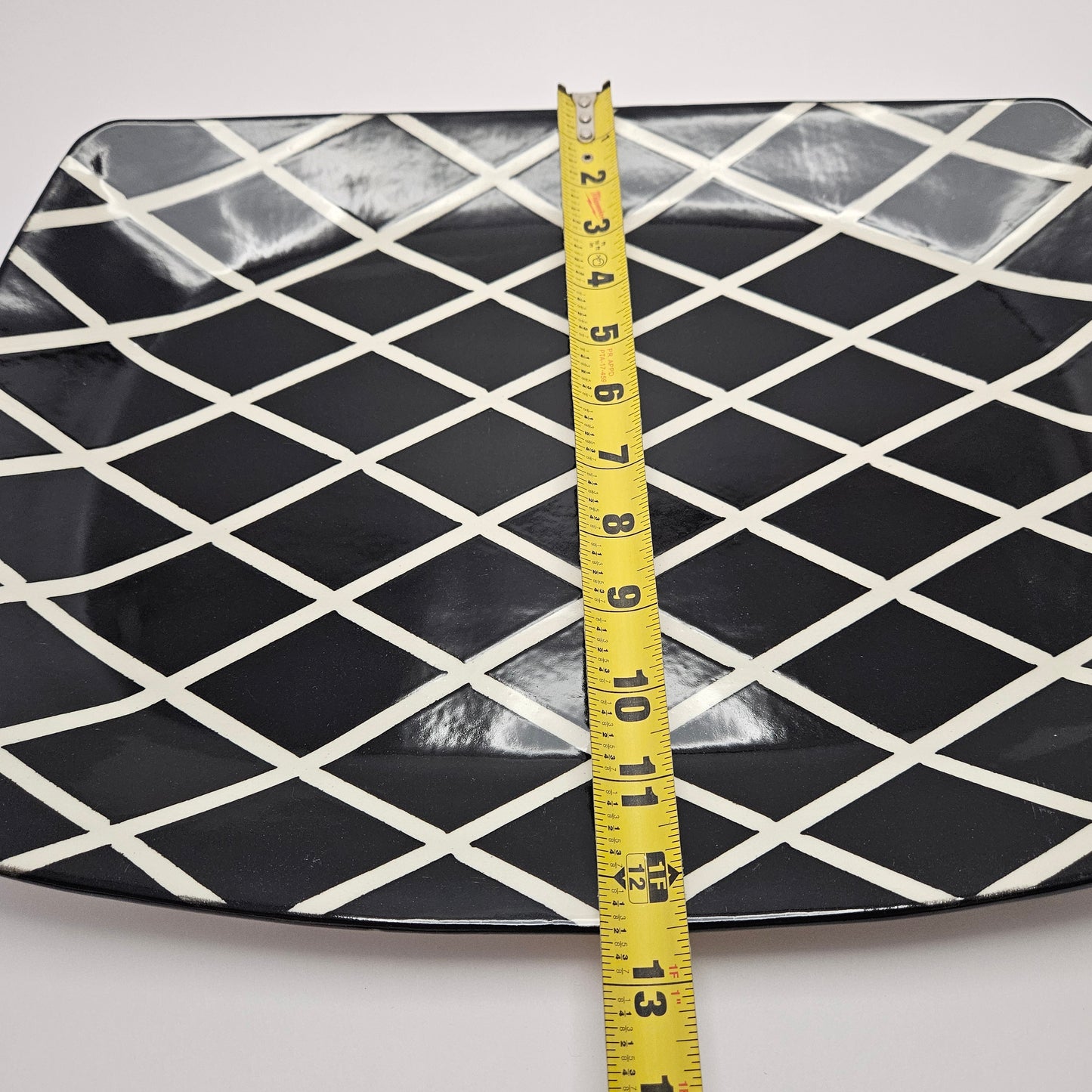 RARE Vintage Dorothy Hafner STATS 17" Platter, 1984, Black Lattice pattern