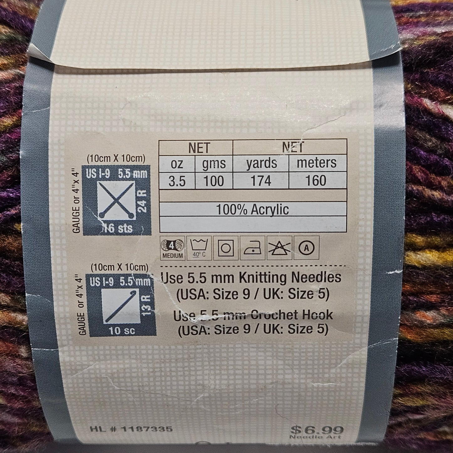 Yarn Bee Aurora Borealis acrylic yarn, various colors