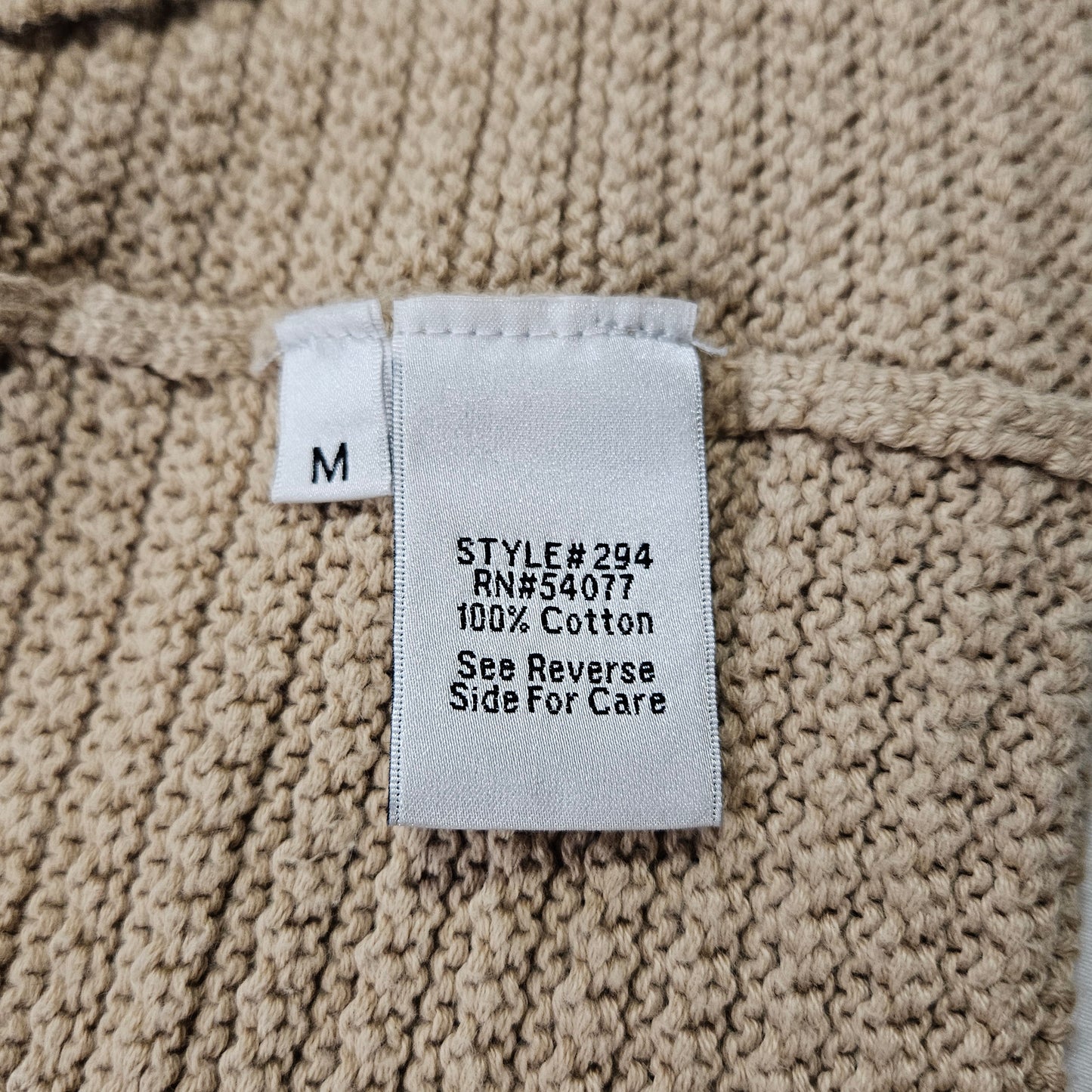 CAbi Beige knit shrug, 100% cotton with fabric rosettes, Medium