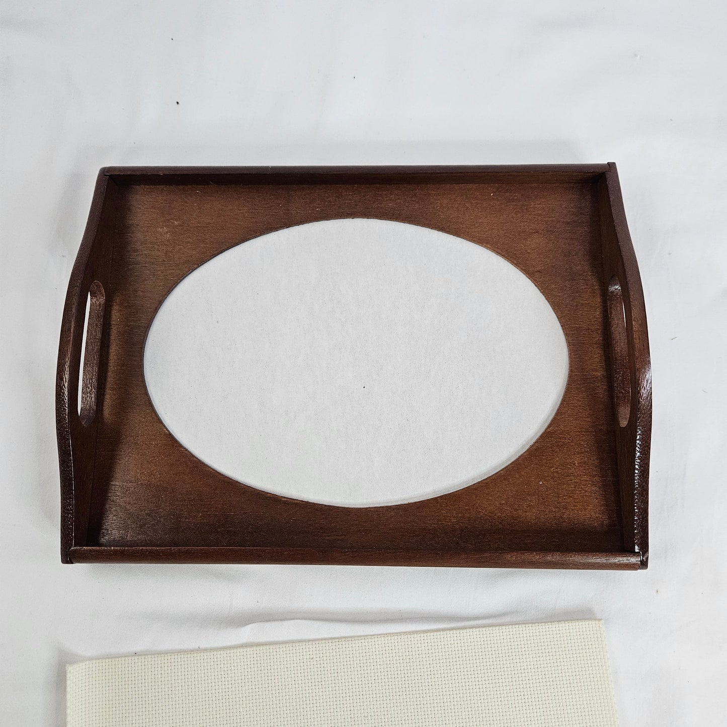 Creative Cirlce Cross Stitch Kit, Wooden serving tray with oval design