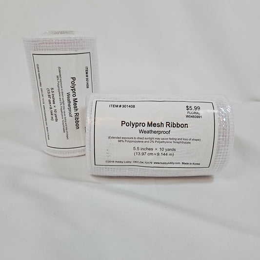Lot of Polypro Mesh ribbon, Hobby Lobby, 4 rolls, White/Purple, 5.5 inch
