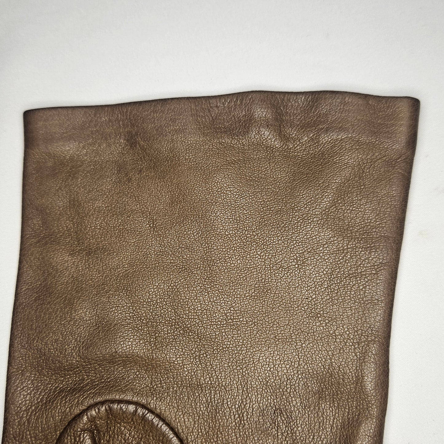 Vintage women's brown leather gloves by Grandoe, size 6.5, silk lined