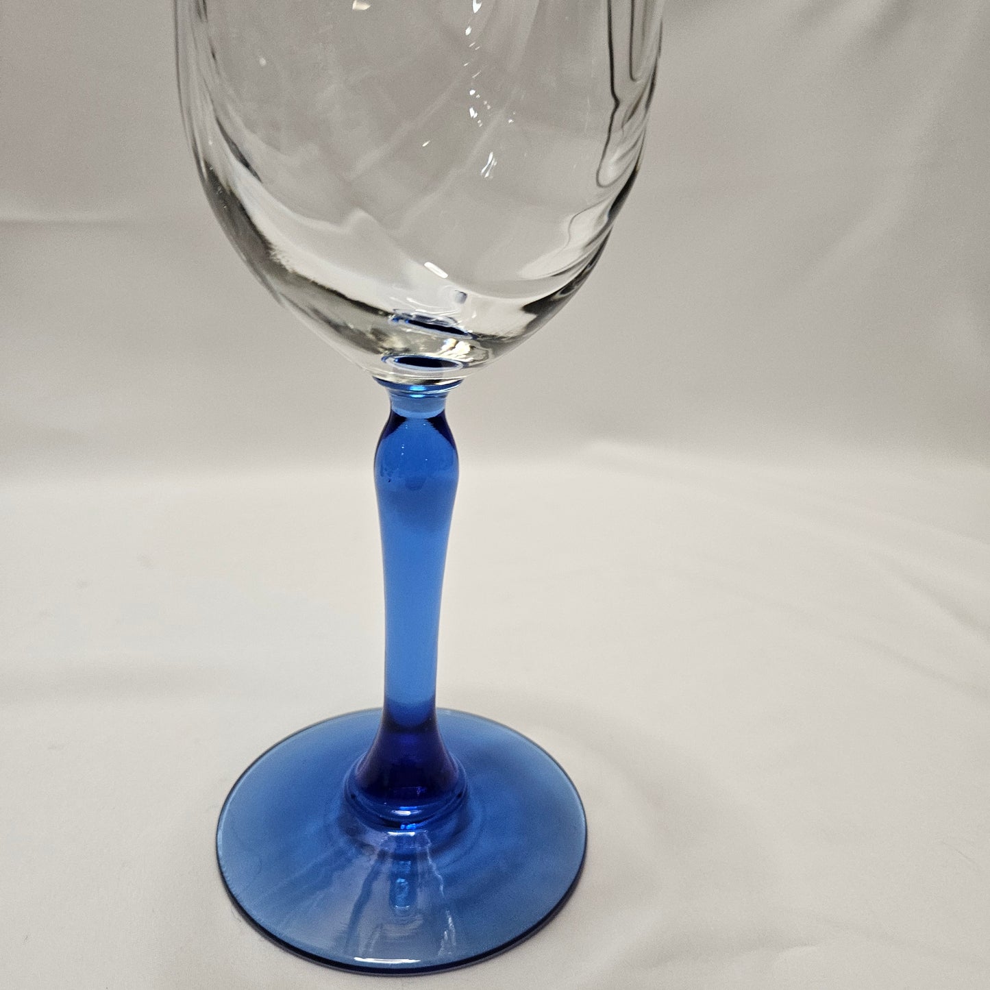 Lenox Gold Rim Cobalt Blue Stem Wine Glasses, 8" tall, Set of 7