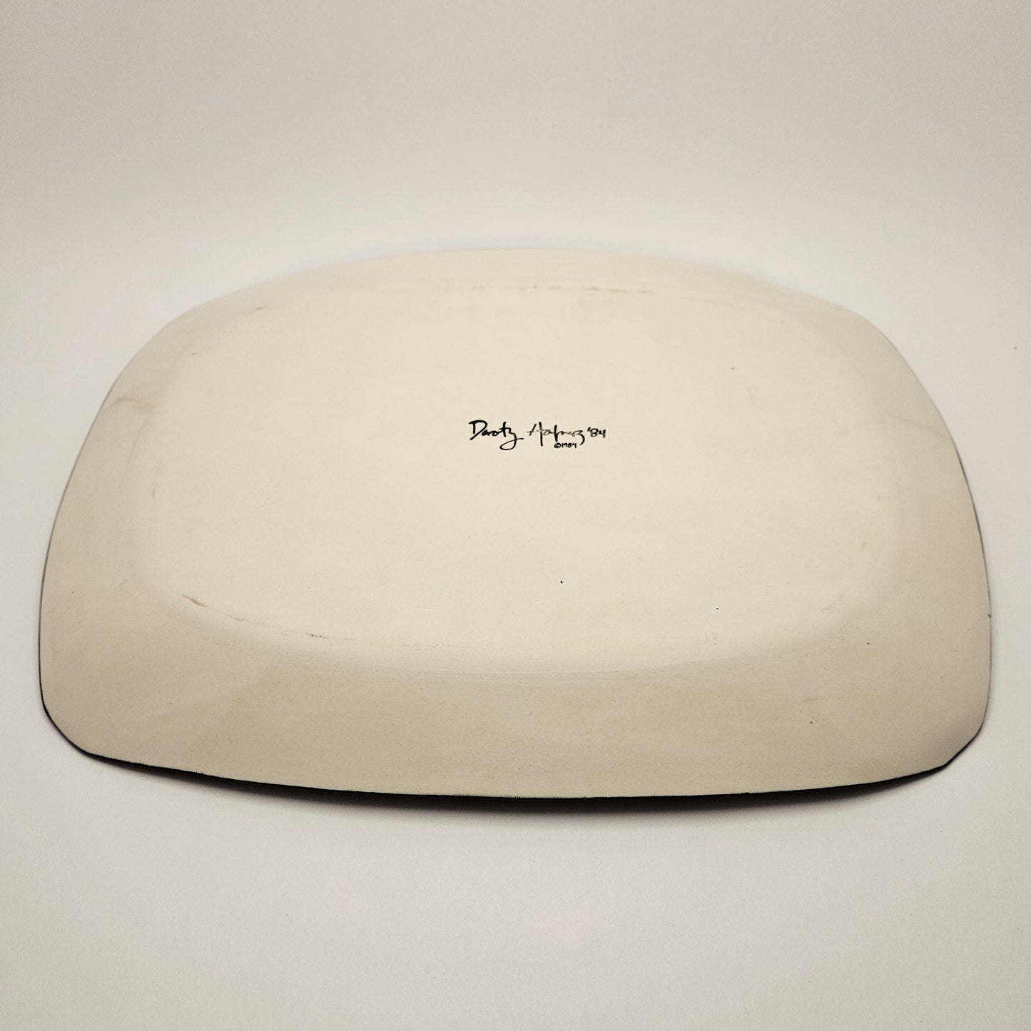 RARE Vintage Dorothy Hafner STATS 17" Platter, 1984, White Harlequin pattern