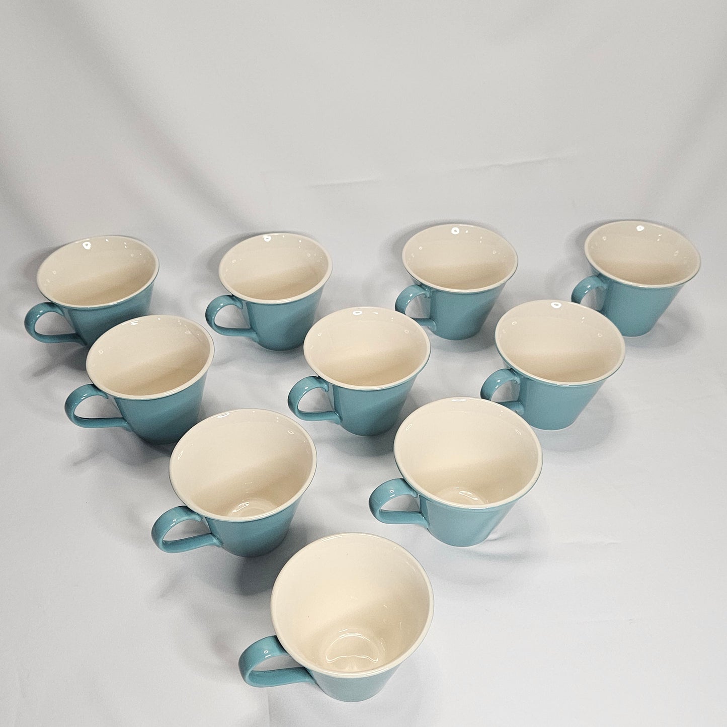 Vintage blue ceramic coffee cups, set of 10 cups