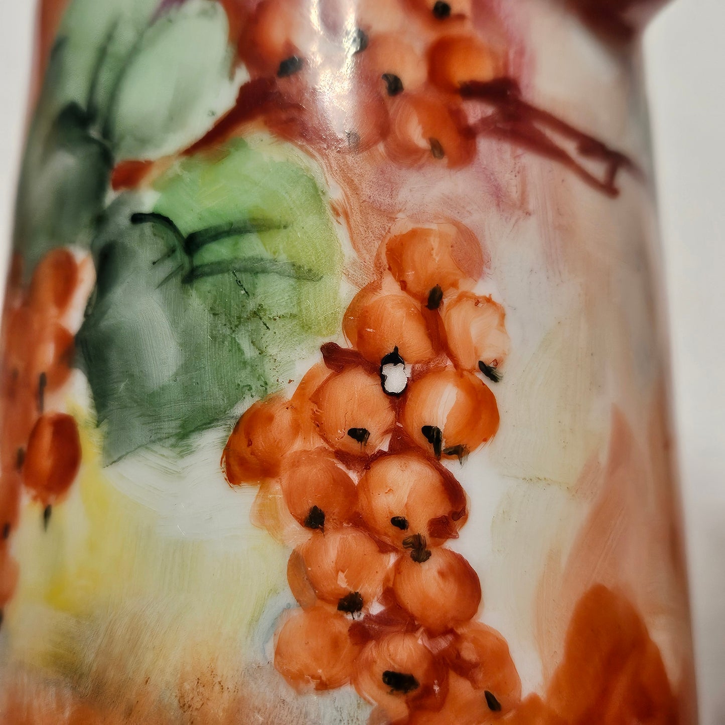Vintage Imperial PSL Austria handpainted dark orange floral coffee mugs, set of 6