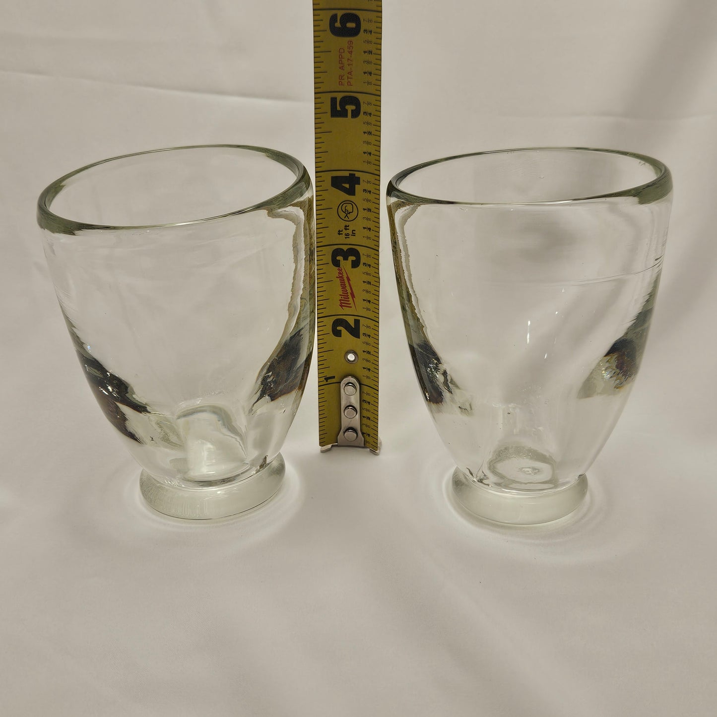 Vintage, Art glass tumbler, two 4" hand-blown glasses