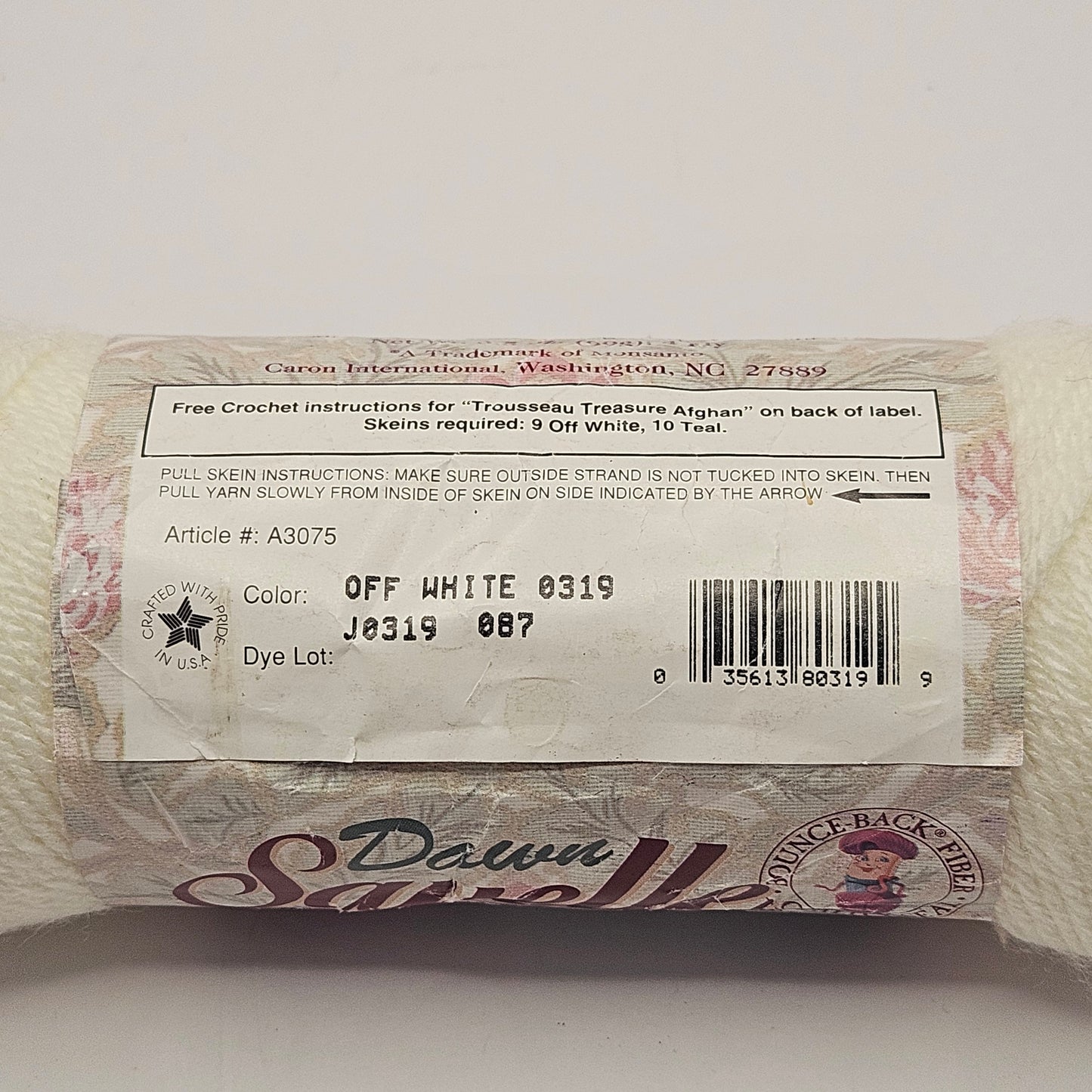 Dawn Sayelle Yarn, Off White, 100% Acrylic, Worsted