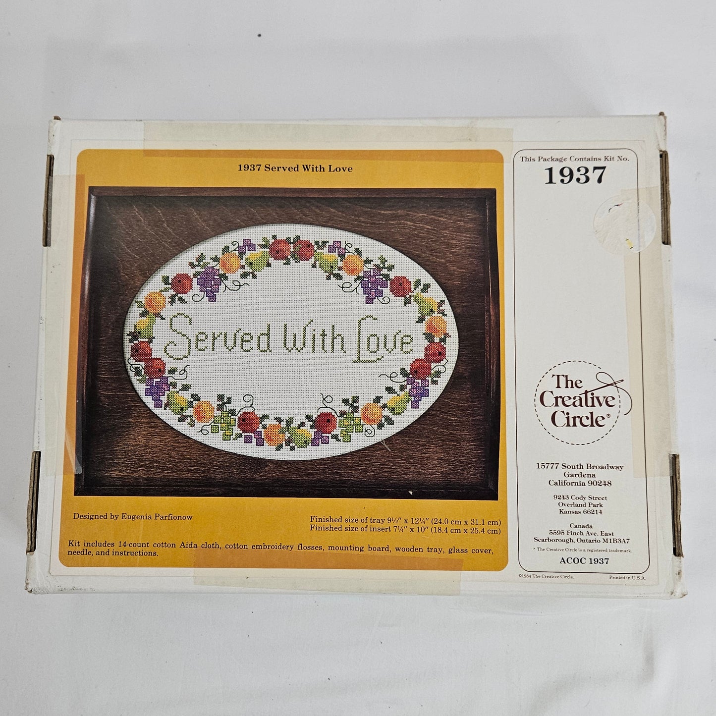Creative Cirlce Cross Stitch Kit, Wooden serving tray with oval design