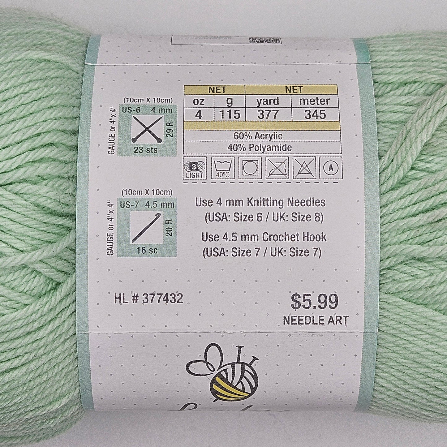 Baby Bee Sweet Delight yarn, 60% acrylic 40% polyamide