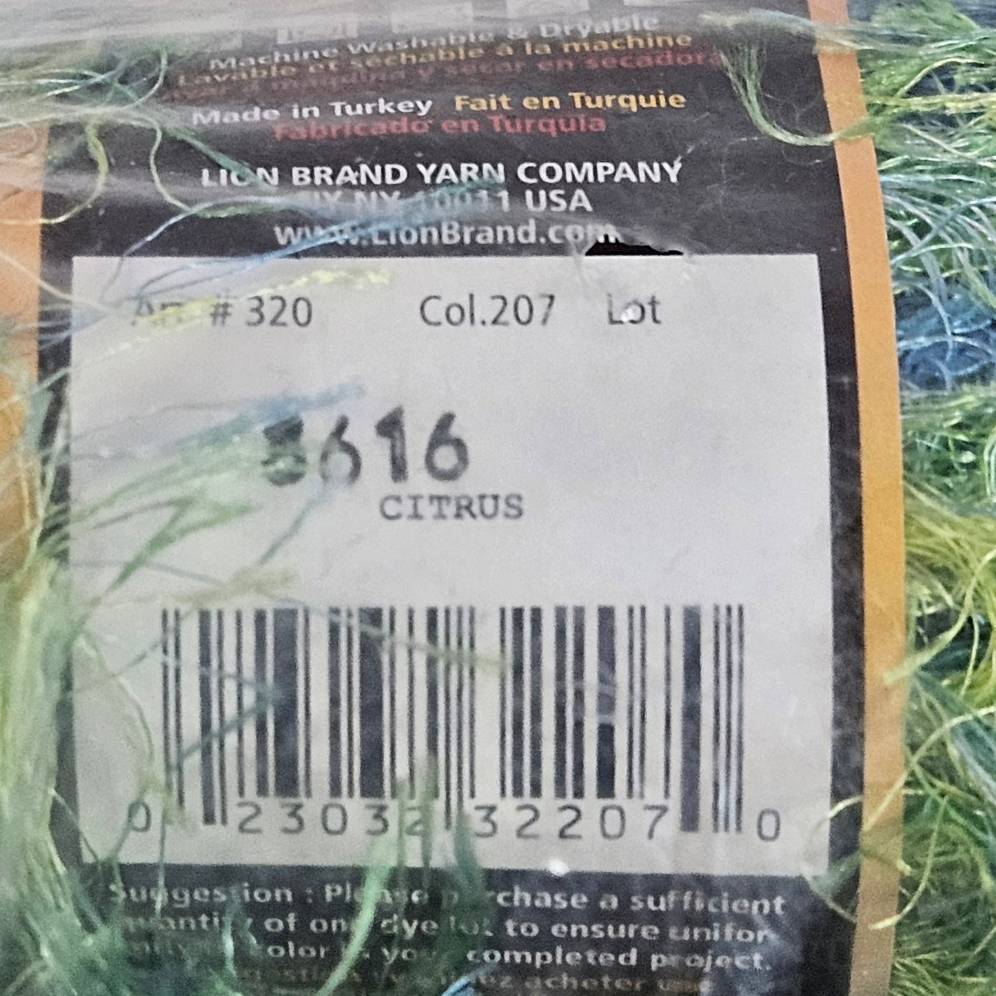 Lion Brand Fun Fur Stripes, Citrus, 3 skeins, Polyester