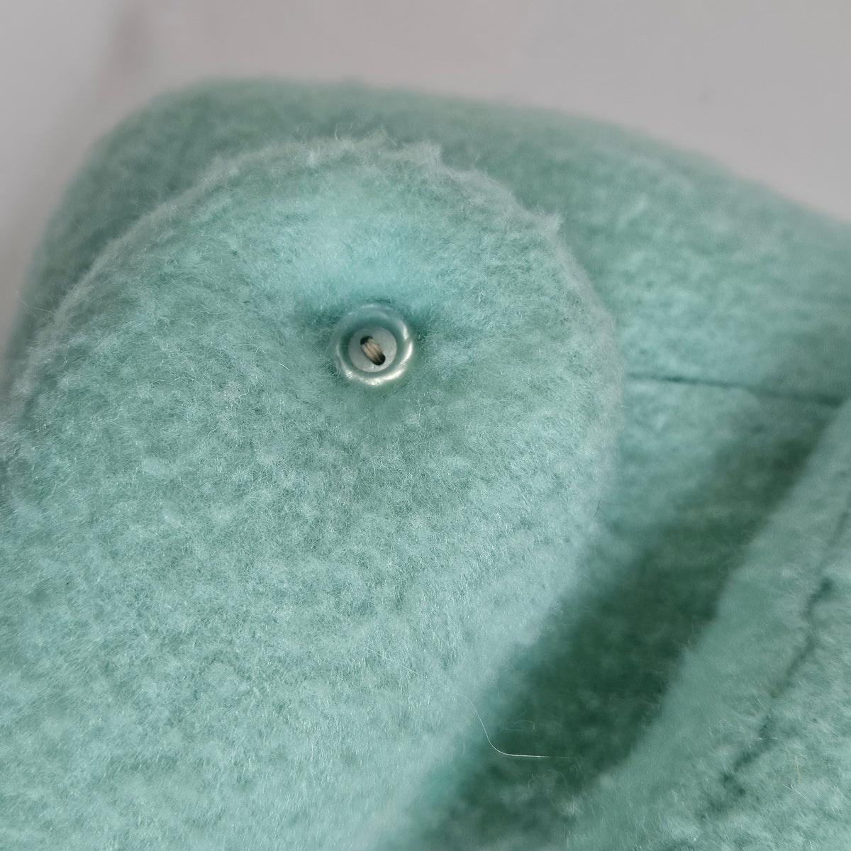 Handmade Vintage Jointed Teddy Bear, Light Blue Green color with lace collar