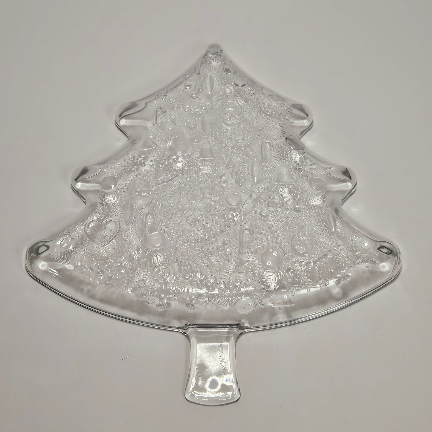 Vintage Indiana Glass Christmas Tree Glass Serving Tray, 12"